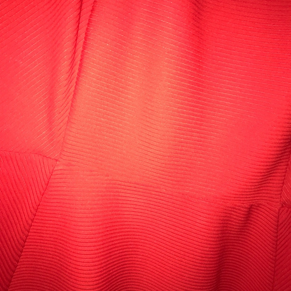 Express Red Ribbed Dress - Picture 3 of 5